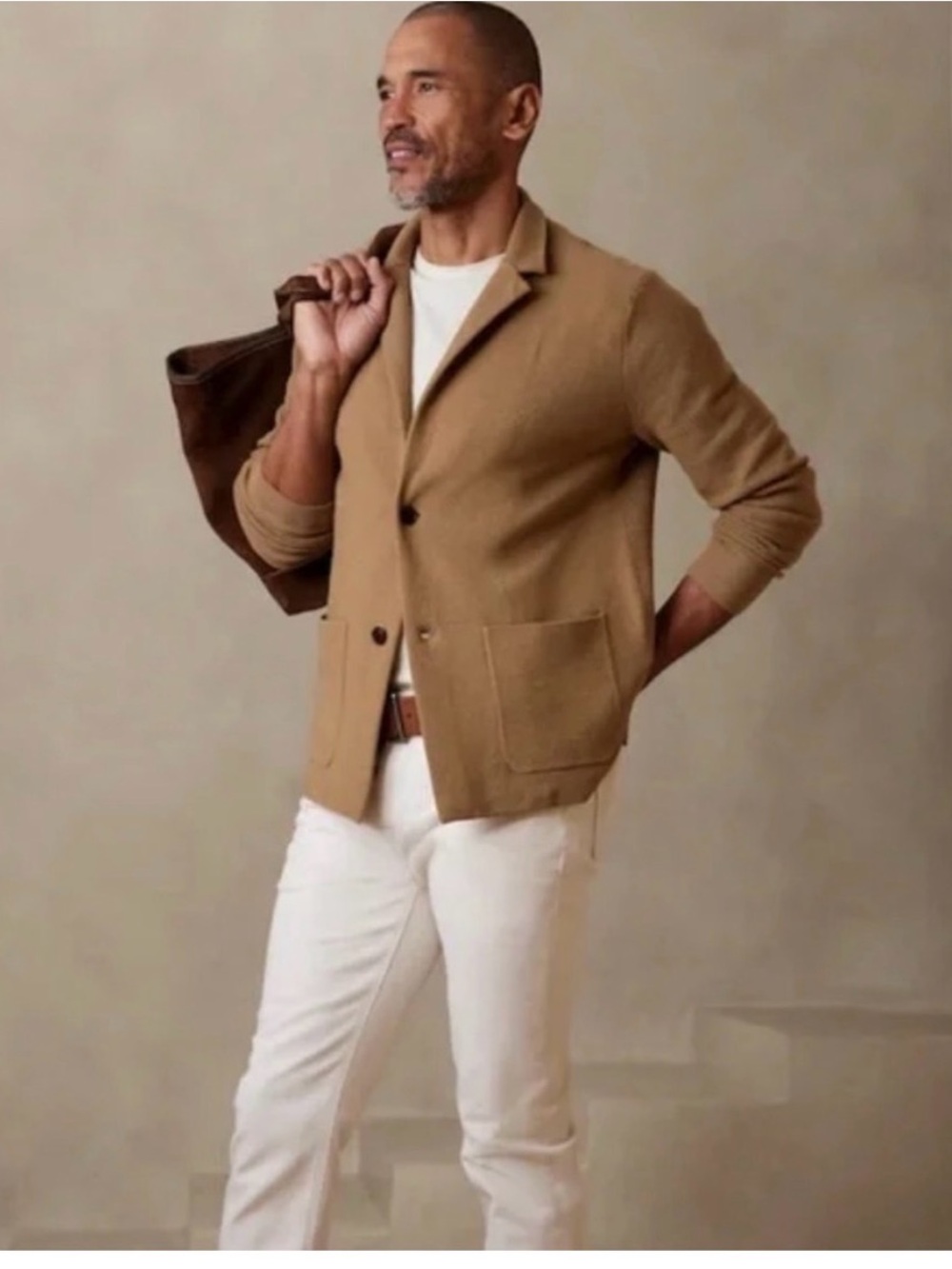 Banana Republic Milanetto Sweater Blazer XL NWT Whiskey Brown Organic Cotton